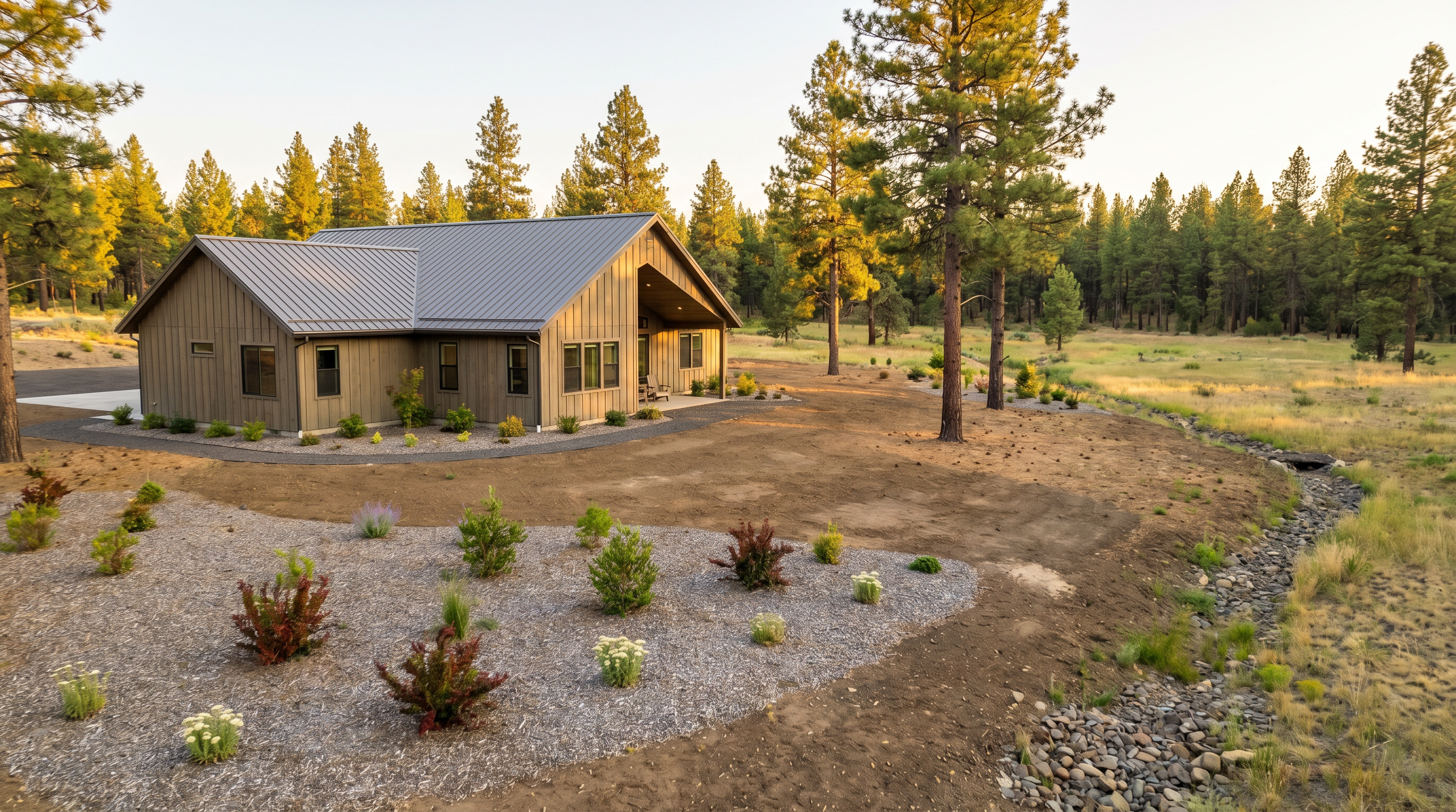 Defensible space vegetation removal around home in Bend Oregon